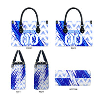 Personalized Uzbekistan Soccer Leather Bag Wolf Mascot Chevron Zigzag Pattern