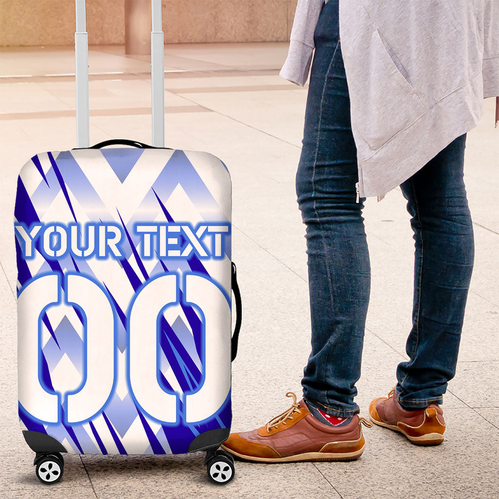 Personalized Uzbekistan Soccer Luggage Cover Wolf Mascot Chevron Zigzag Pattern