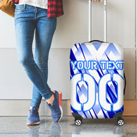 Personalized Uzbekistan Soccer Luggage Cover Wolf Mascot Chevron Zigzag Pattern