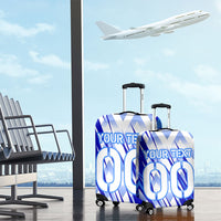 Personalized Uzbekistan Soccer Luggage Cover Wolf Mascot Chevron Zigzag Pattern