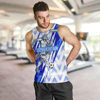 Personalized Uzbekistan Soccer Men Tank Top Wolf Mascot Chevron Zigzag Pattern