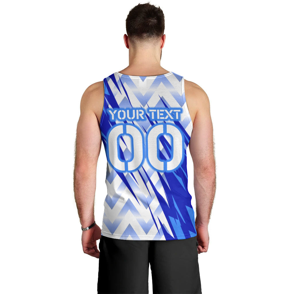 Personalized Uzbekistan Soccer Men Tank Top Wolf Mascot Chevron Zigzag Pattern