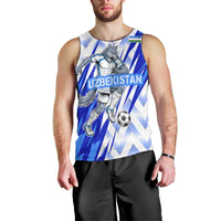 Personalized Uzbekistan Soccer Men Tank Top Wolf Mascot Chevron Zigzag Pattern