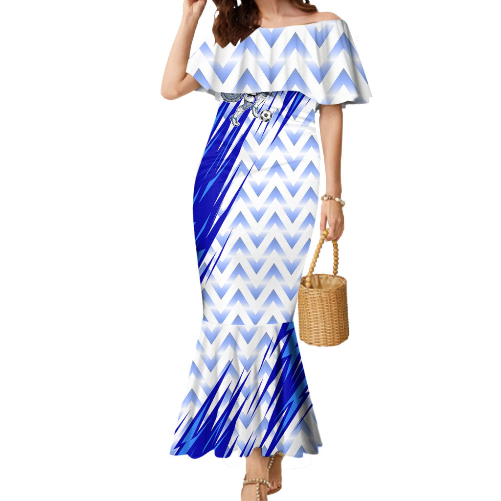 Personalized Uzbekistan Soccer Mermaid Dress Wolf Mascot Chevron Zigzag Pattern