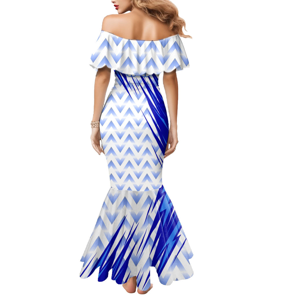 Personalized Uzbekistan Soccer Mermaid Dress Wolf Mascot Chevron Zigzag Pattern