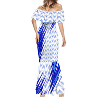 Personalized Uzbekistan Soccer Mermaid Dress Wolf Mascot Chevron Zigzag Pattern