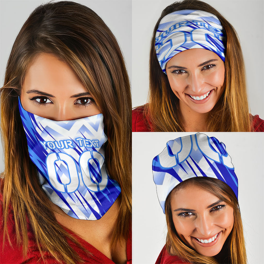 Personalized Uzbekistan Soccer Neck Gaiter Wolf Mascot Chevron Zigzag Pattern