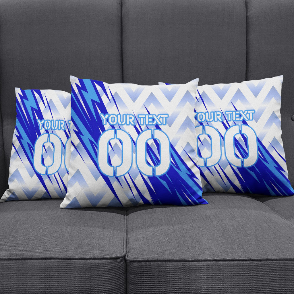 Personalized Uzbekistan Soccer Pillow Cover Wolf Mascot Chevron Zigzag Pattern