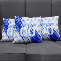 Personalized Uzbekistan Soccer Pillow Cover Wolf Mascot Chevron Zigzag Pattern