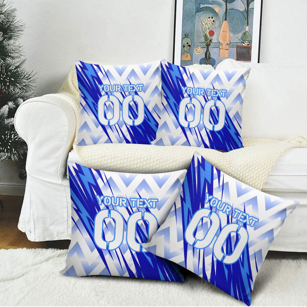 Personalized Uzbekistan Soccer Pillow Cover Wolf Mascot Chevron Zigzag Pattern