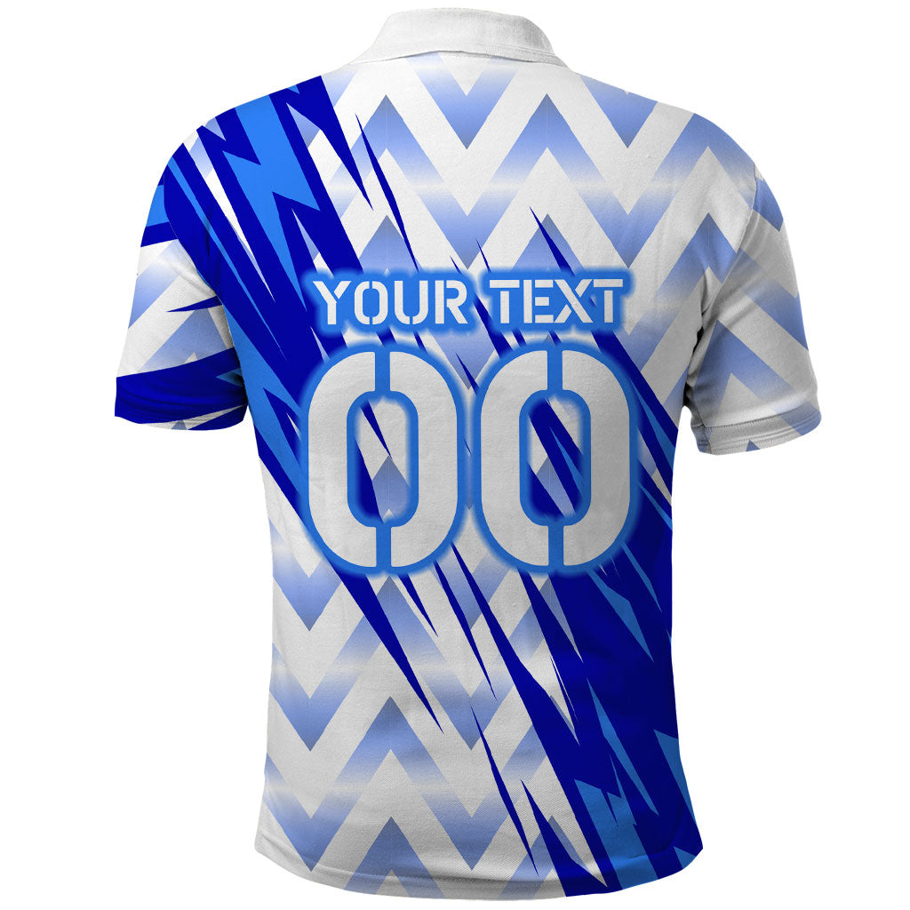 Personalized Uzbekistan Soccer Polo Shirt Wolf Mascot Chevron Zigzag Pattern