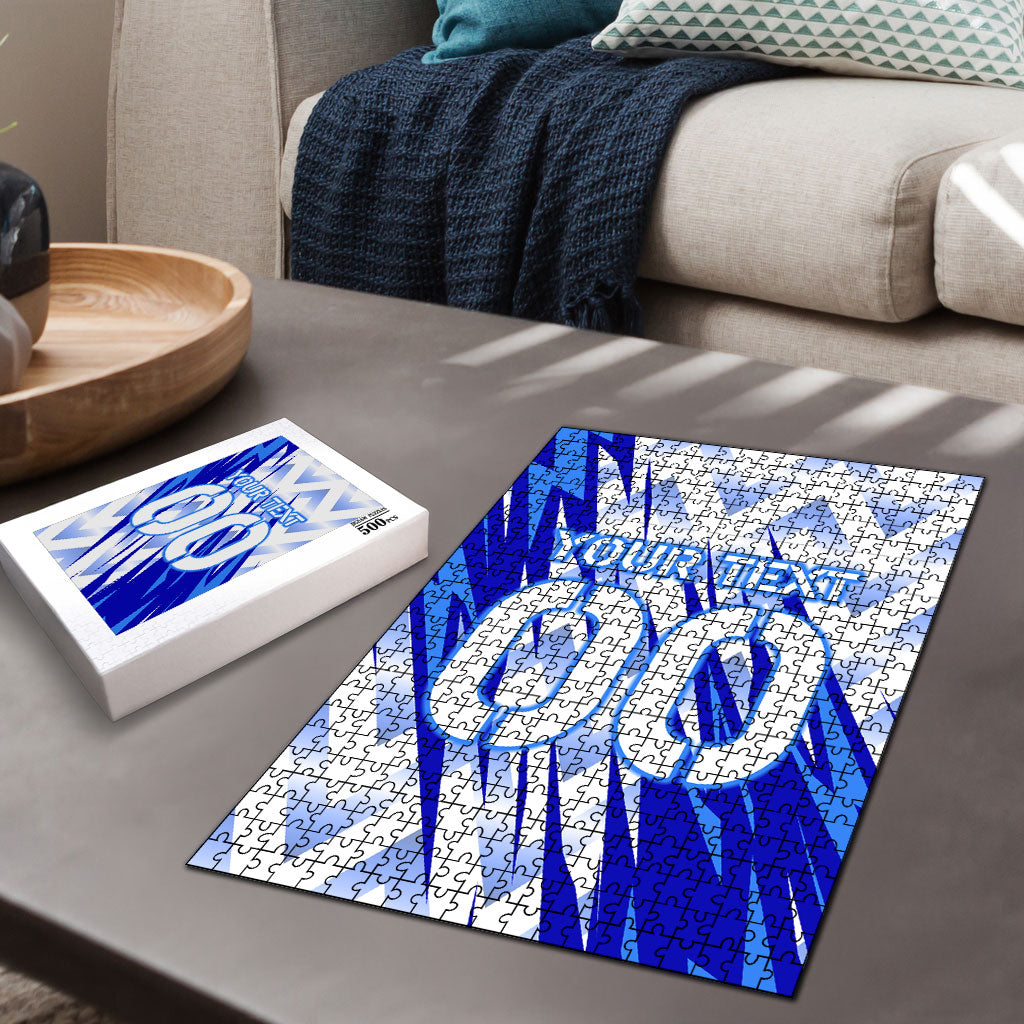 Personalized Uzbekistan Soccer Puzzle Wolf Mascot Chevron Zigzag Pattern