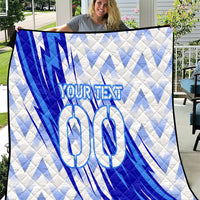 Personalized Uzbekistan Soccer Quilt Wolf Mascot Chevron Zigzag Pattern