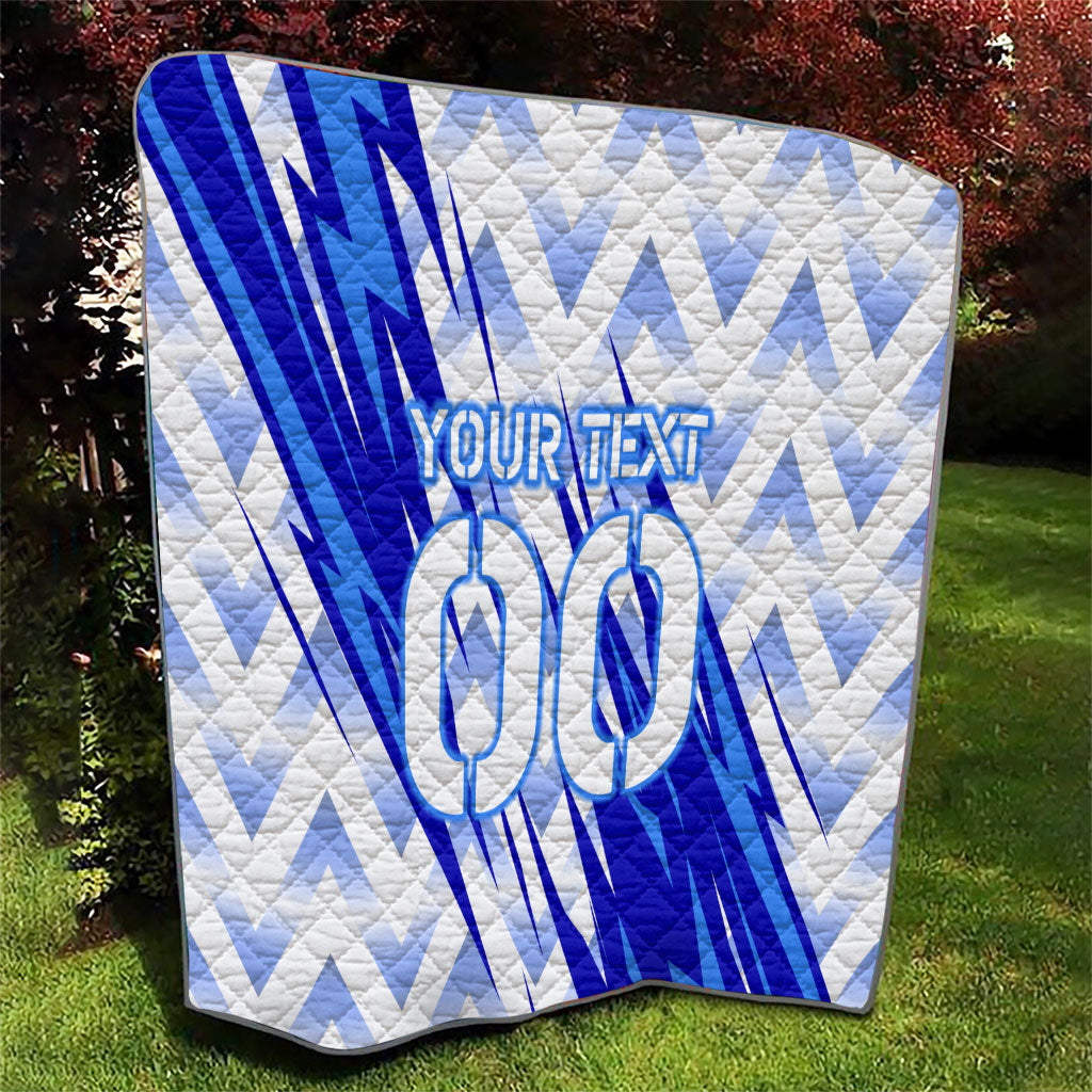 Personalized Uzbekistan Soccer Quilt Wolf Mascot Chevron Zigzag Pattern