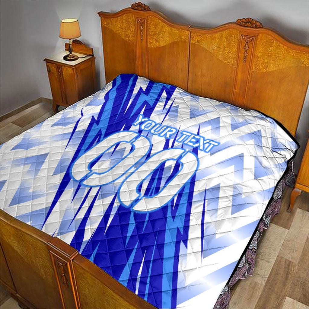 Personalized Uzbekistan Soccer Quilt Wolf Mascot Chevron Zigzag Pattern