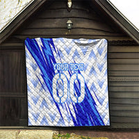 Personalized Uzbekistan Soccer Quilt Wolf Mascot Chevron Zigzag Pattern