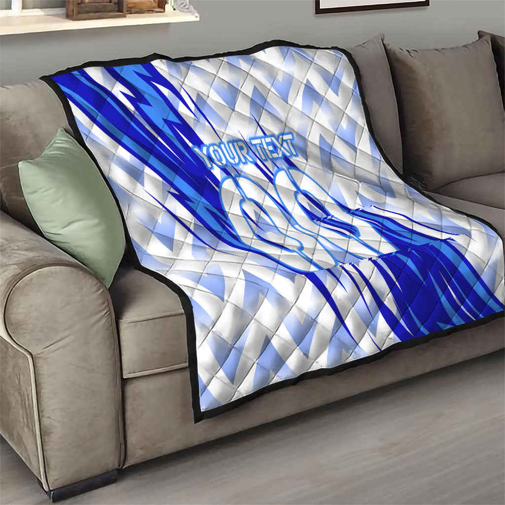 Personalized Uzbekistan Soccer Quilt Wolf Mascot Chevron Zigzag Pattern