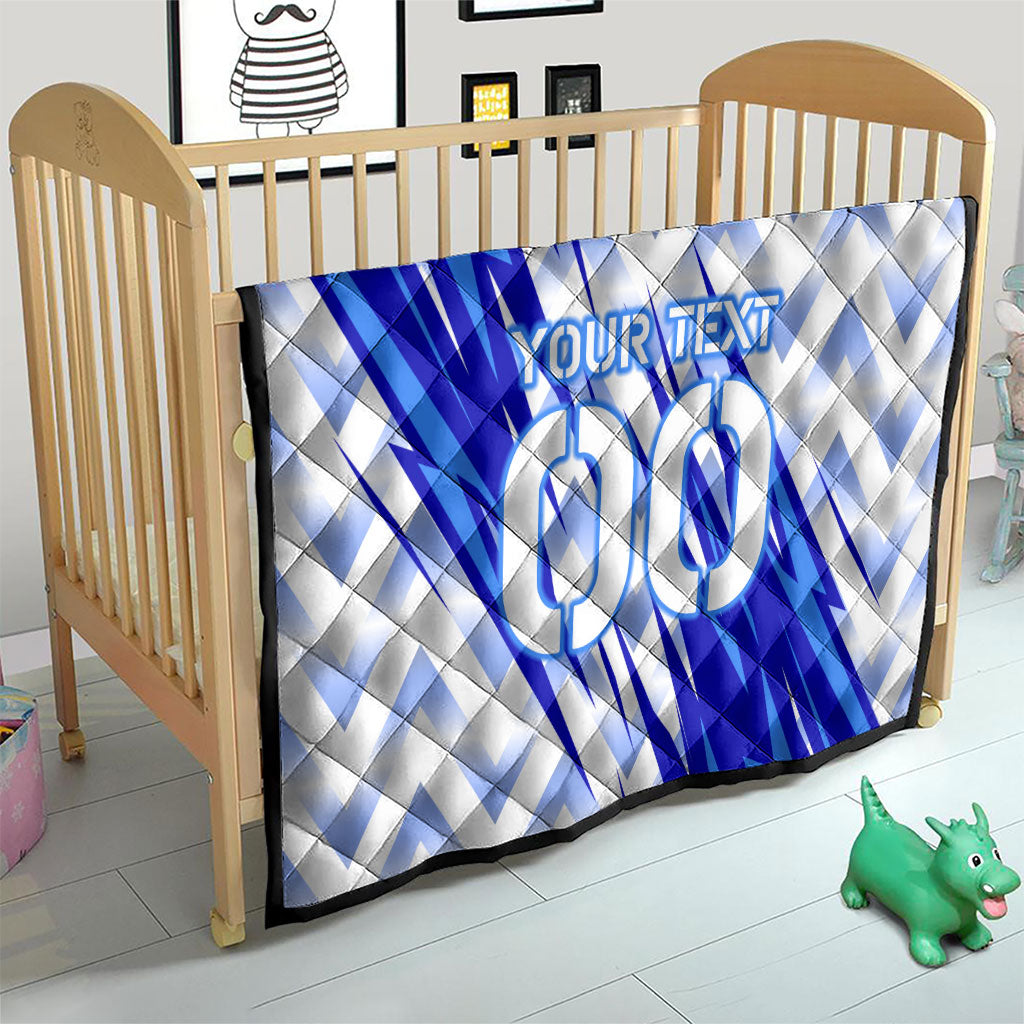 Personalized Uzbekistan Soccer Quilt Wolf Mascot Chevron Zigzag Pattern