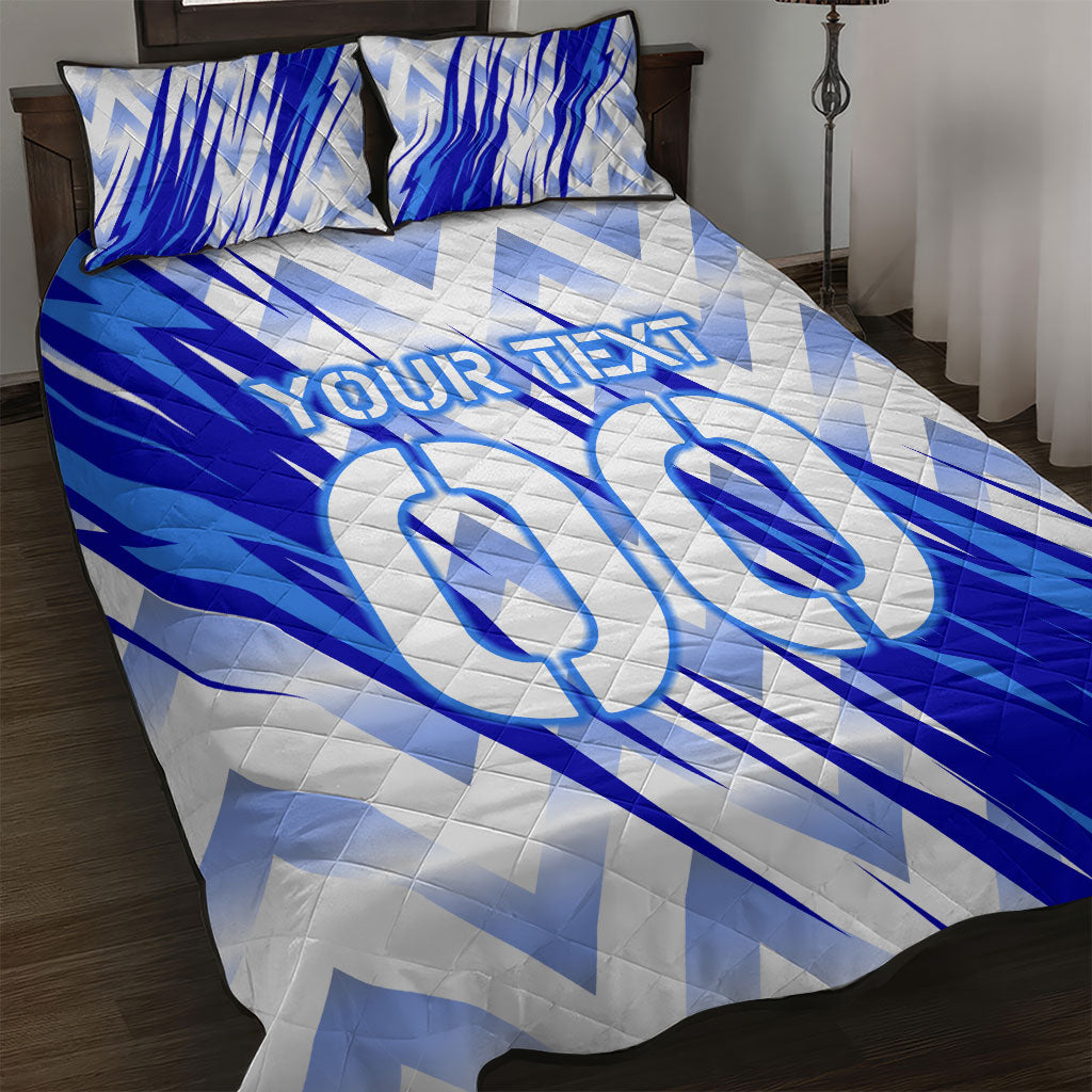 Personalized Uzbekistan Soccer Quilt Bed Set Wolf Mascot Chevron Zigzag Pattern