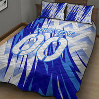 Personalized Uzbekistan Soccer Quilt Bed Set Wolf Mascot Chevron Zigzag Pattern