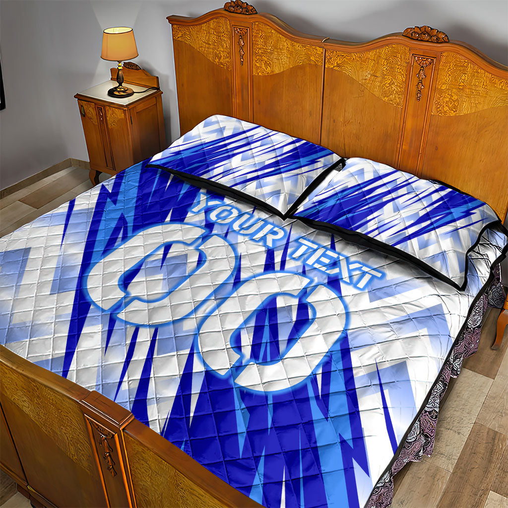 Personalized Uzbekistan Soccer Quilt Bed Set Wolf Mascot Chevron Zigzag Pattern