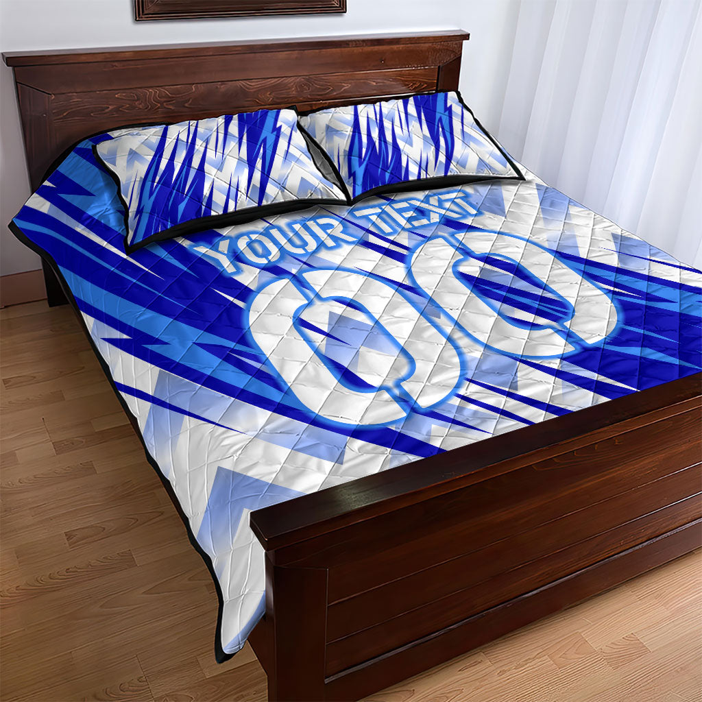 Personalized Uzbekistan Soccer Quilt Bed Set Wolf Mascot Chevron Zigzag Pattern