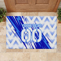 Personalized Uzbekistan Soccer Rubber Doormat Wolf Mascot Chevron Zigzag Pattern