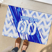 Personalized Uzbekistan Soccer Rubber Doormat Wolf Mascot Chevron Zigzag Pattern