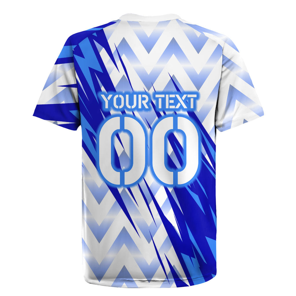 Personalized Uzbekistan Soccer Rugby Jersey Wolf Mascot Chevron Zigzag Pattern