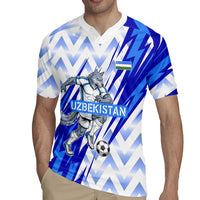Personalized Uzbekistan Soccer Rugby Jersey Wolf Mascot Chevron Zigzag Pattern