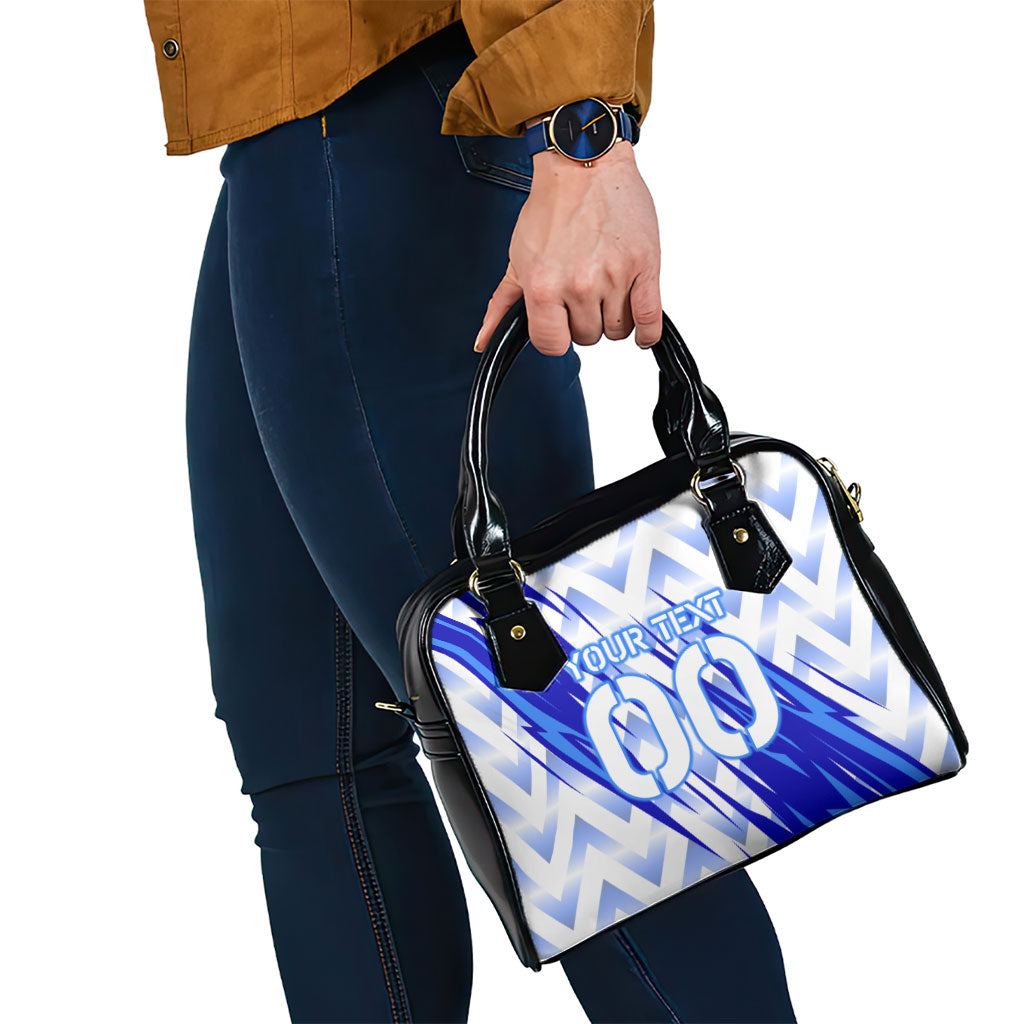 Personalized Uzbekistan Soccer Shoulder Handbag Wolf Mascot Chevron Zigzag Pattern