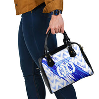 Personalized Uzbekistan Soccer Shoulder Handbag Wolf Mascot Chevron Zigzag Pattern