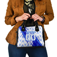 Personalized Uzbekistan Soccer Shoulder Handbag Wolf Mascot Chevron Zigzag Pattern
