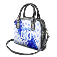 Personalized Uzbekistan Soccer Shoulder Handbag Wolf Mascot Chevron Zigzag Pattern
