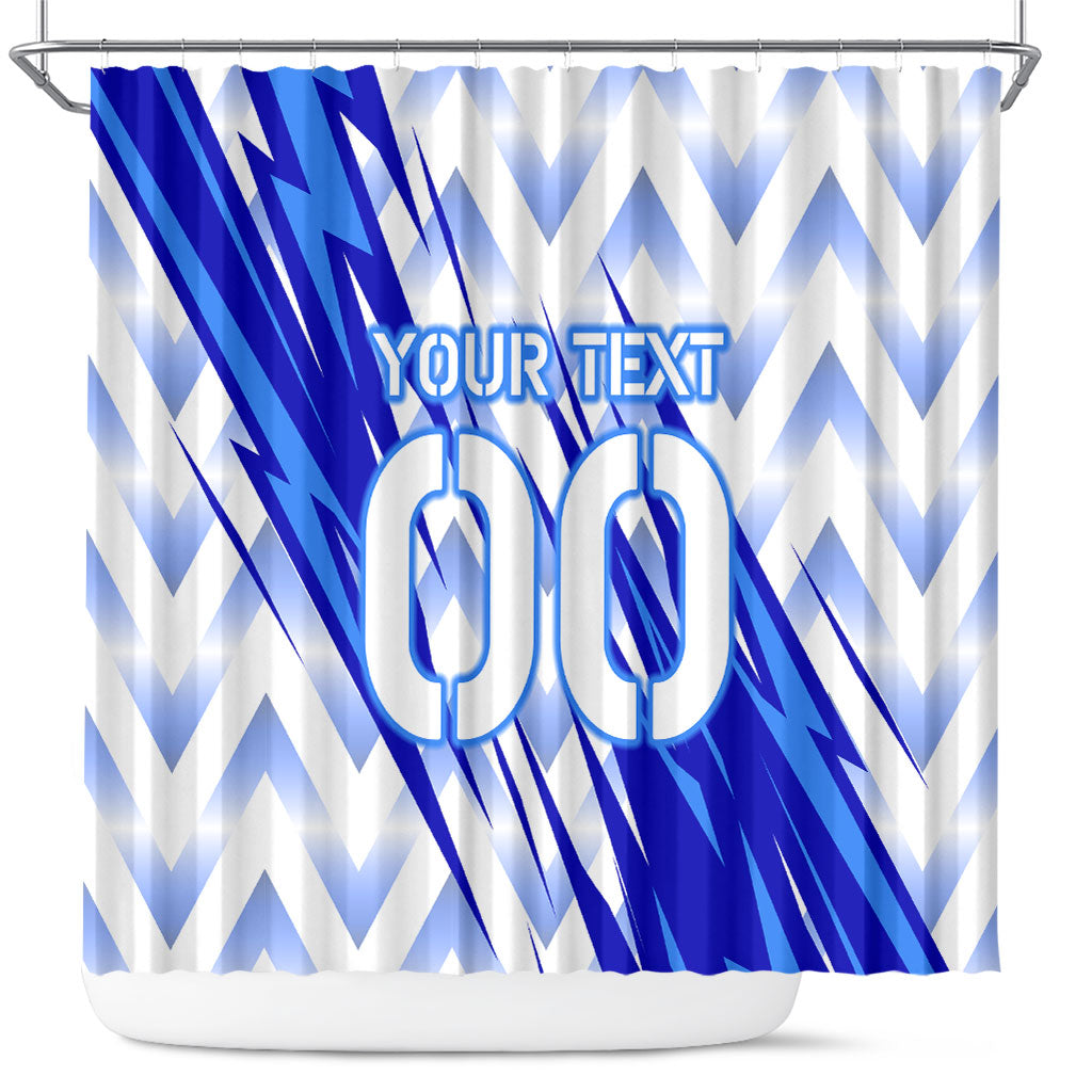 Personalized Uzbekistan Soccer Shower Curtain Wolf Mascot Chevron Zigzag Pattern