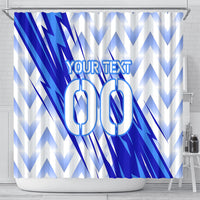Personalized Uzbekistan Soccer Shower Curtain Wolf Mascot Chevron Zigzag Pattern