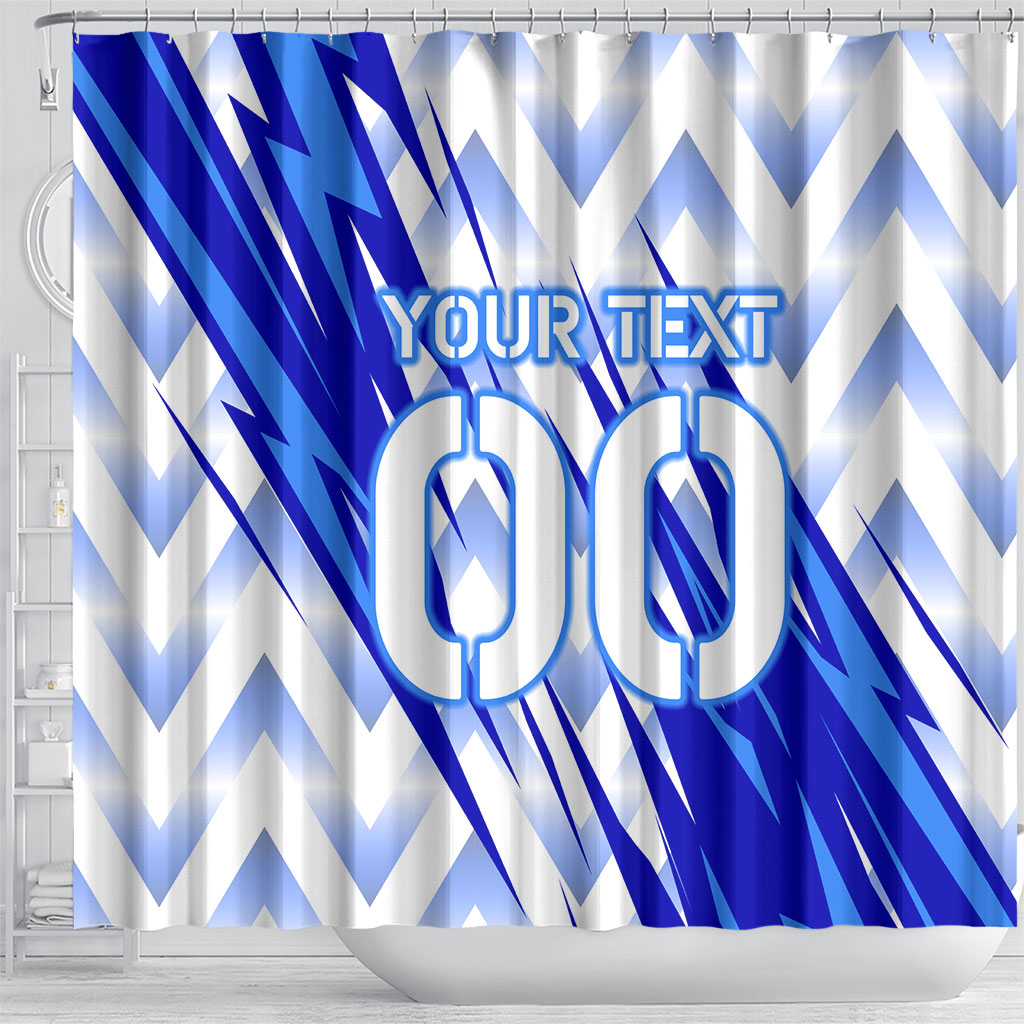 Personalized Uzbekistan Soccer Shower Curtain Wolf Mascot Chevron Zigzag Pattern