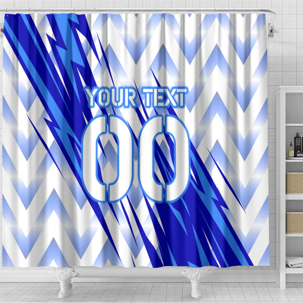 Personalized Uzbekistan Soccer Shower Curtain Wolf Mascot Chevron Zigzag Pattern