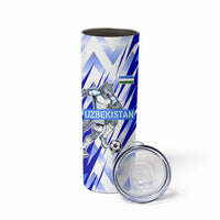 Personalized Uzbekistan Soccer Skinny Tumbler Wolf Mascot Chevron Zigzag Pattern