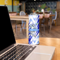Personalized Uzbekistan Soccer Skinny Tumbler Wolf Mascot Chevron Zigzag Pattern