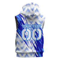 Personalized Uzbekistan Soccer Sleeveless Hoodie Wolf Mascot Chevron Zigzag Pattern