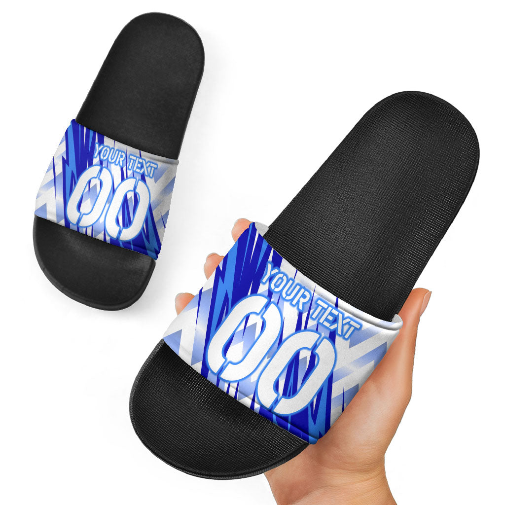 Personalized Uzbekistan Soccer Slide Sandals Wolf Mascot Chevron Zigzag Pattern