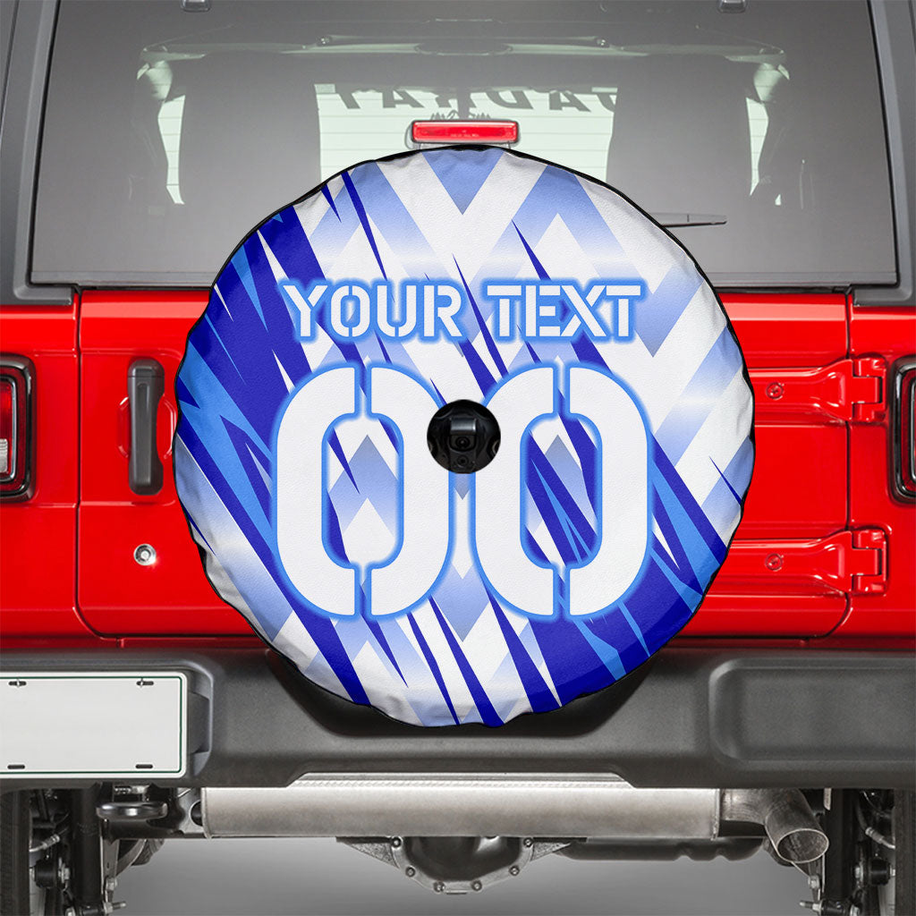 Personalized Uzbekistan Soccer Spare Tire Cover Wolf Mascot Chevron Zigzag Pattern