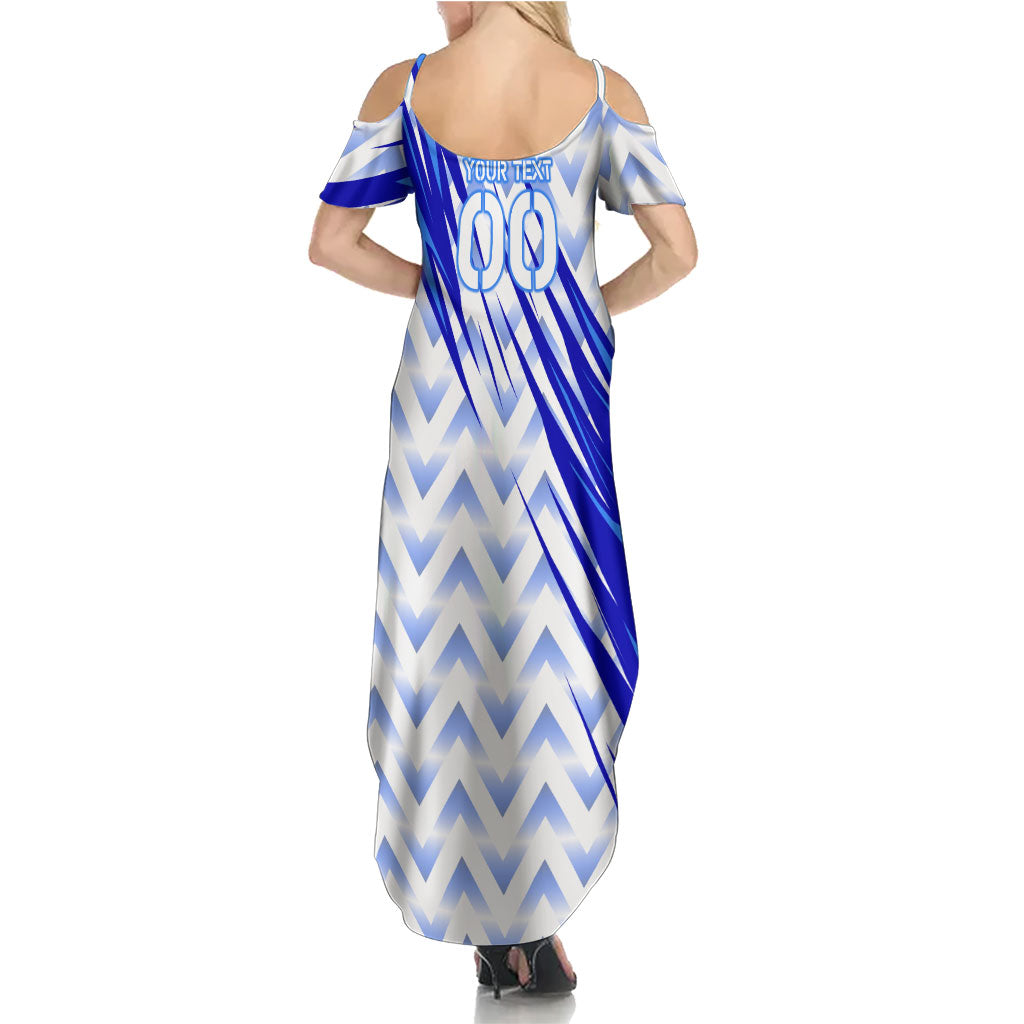 Personalized Uzbekistan Soccer Summer Maxi Dress Wolf Mascot Chevron Zigzag Pattern