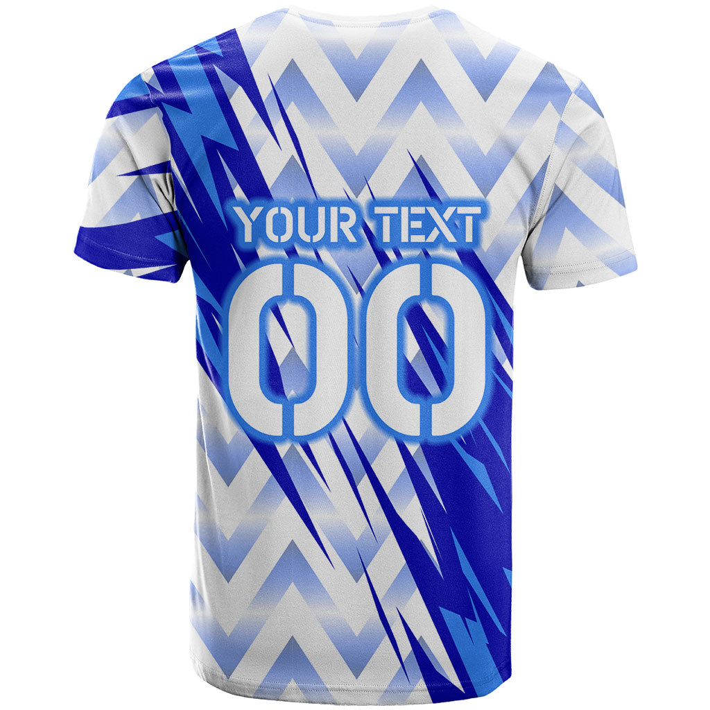 Personalized Uzbekistan Soccer T Shirt Wolf Mascot Chevron Zigzag Pattern