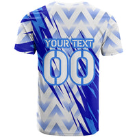 Personalized Uzbekistan Soccer T Shirt Wolf Mascot Chevron Zigzag Pattern
