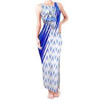 Personalized Uzbekistan Soccer Tank Maxi Dress Wolf Mascot Chevron Zigzag Pattern