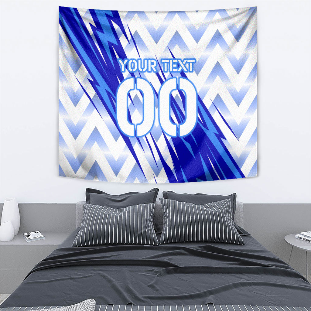 Personalized Uzbekistan Soccer Tapestry Wolf Mascot Chevron Zigzag Pattern