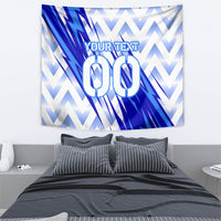 Personalized Uzbekistan Soccer Tapestry Wolf Mascot Chevron Zigzag Pattern