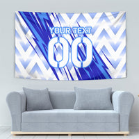 Personalized Uzbekistan Soccer Tapestry Wolf Mascot Chevron Zigzag Pattern